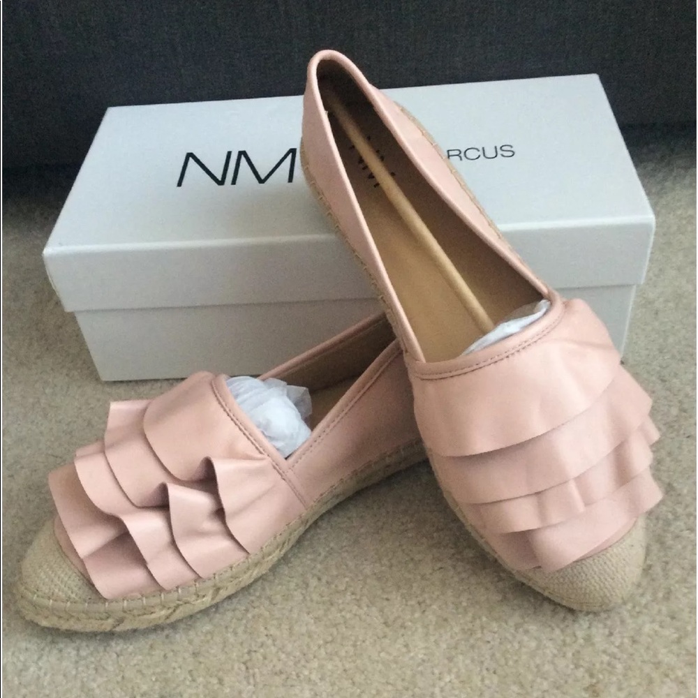 Neiman Marcus ruffle & leather Espadrilles